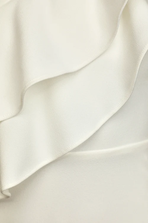 Grand Beauty White Ruffled One-Shoulder Mermaid Maxi Dress