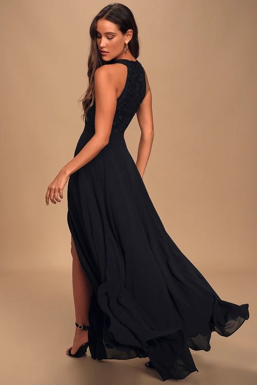 Picture Perfect Black Lace Maxi Dress