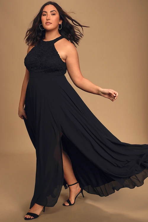 Picture Perfect Black Lace Maxi Dress