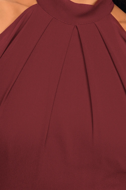 Loving Moment Burgundy Cold-Shoulder Cutout Halter Maxi Dress