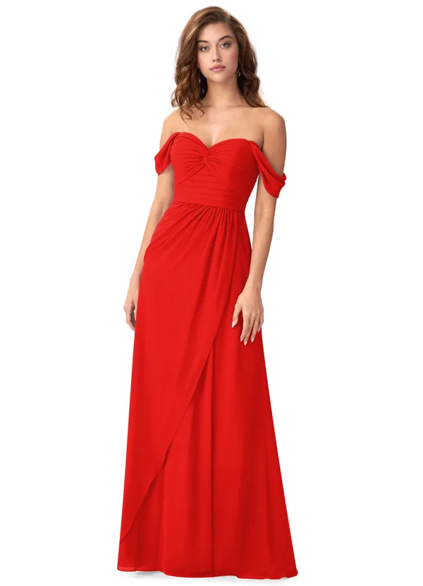 Off Shoulder Drape Knot Bridesmaid Dress