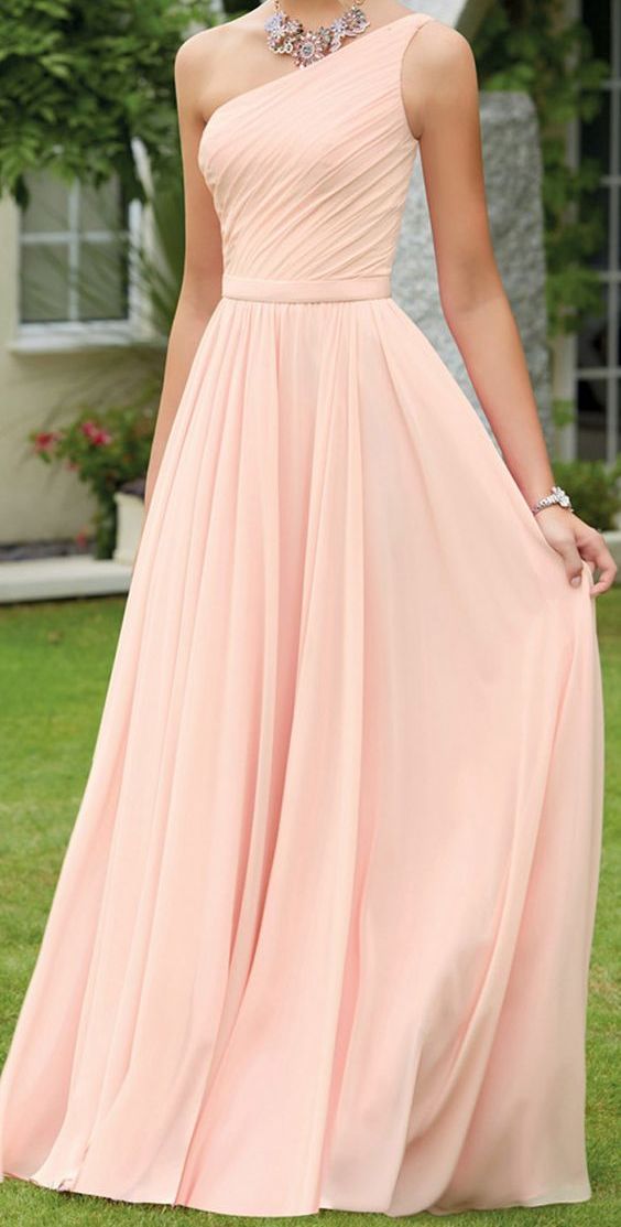 Peach One Shoulder Drape Maxi Dress