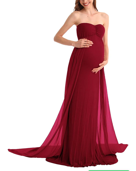 Maroon Lycra Tube Maternity Dress