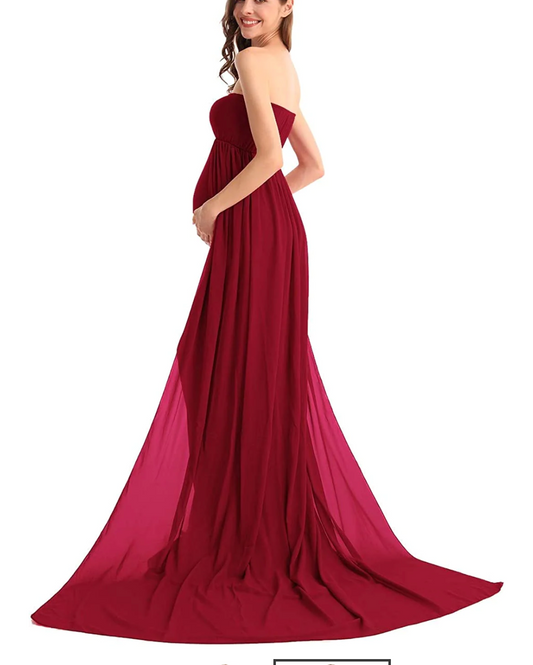 Maroon Lycra Tube Maternity Dress