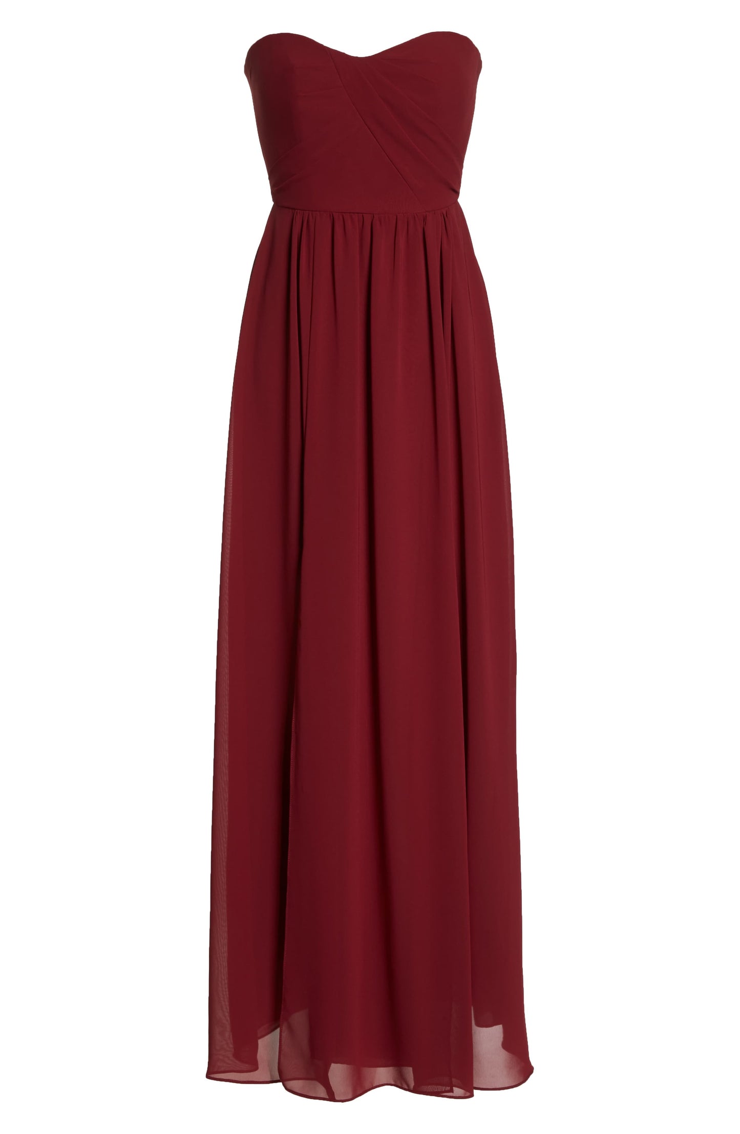 Strapless Burgundy Georgette Gown
