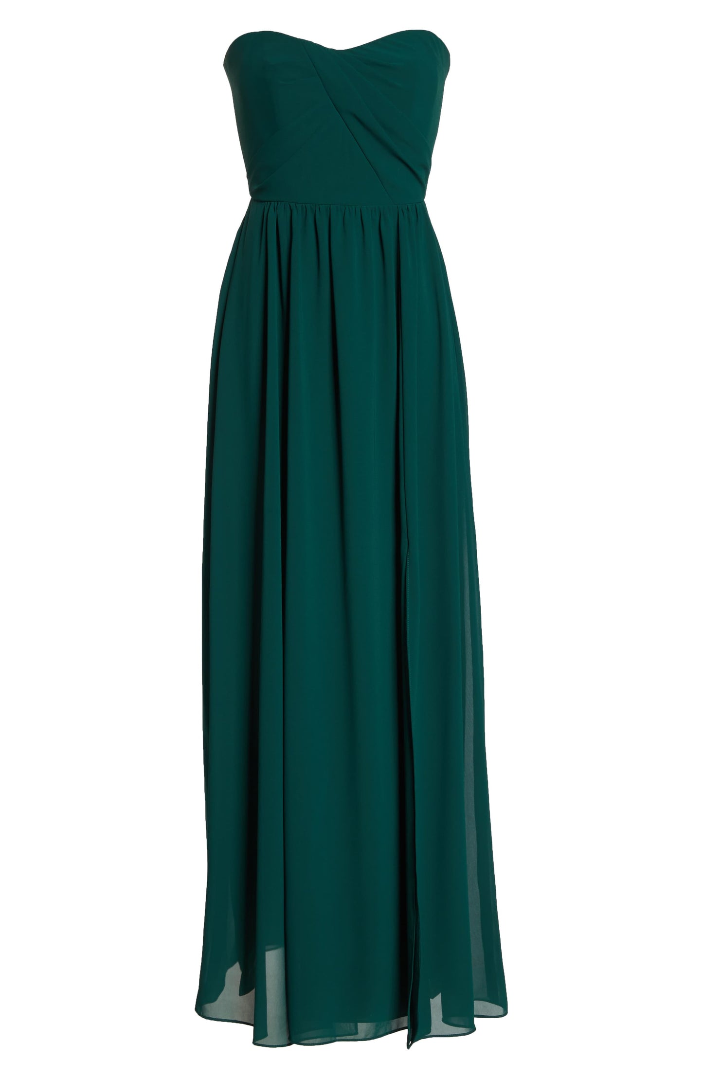 Strapless Green Georgette Gown