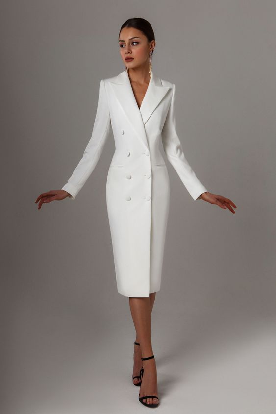 White Pencil Cut Coat Dress