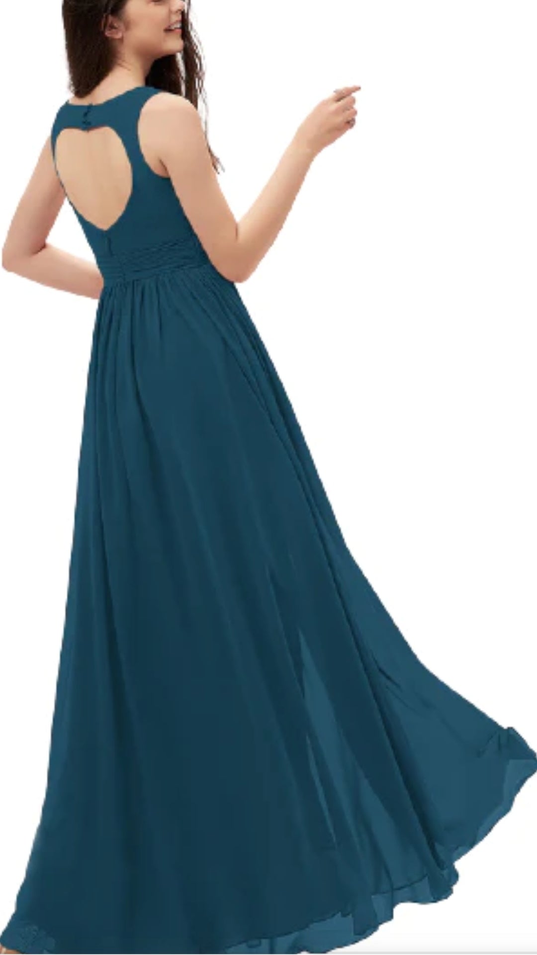 Teal Green Georgette Oval Back Maxi Dress