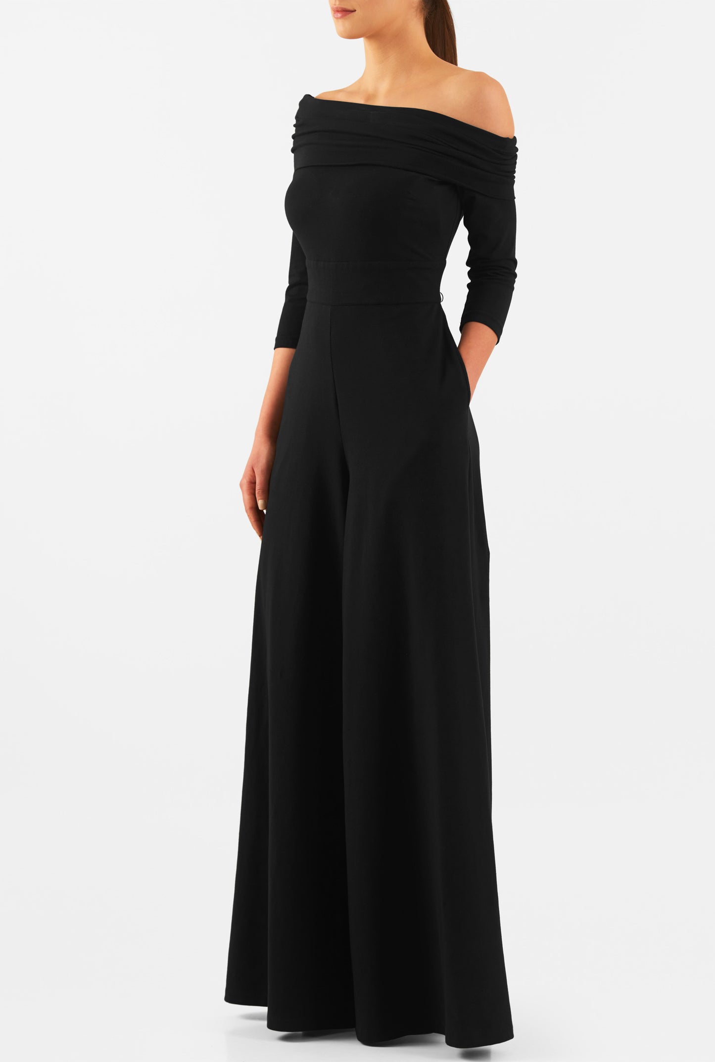 One piece Off Shoulder Black Jumpsuit