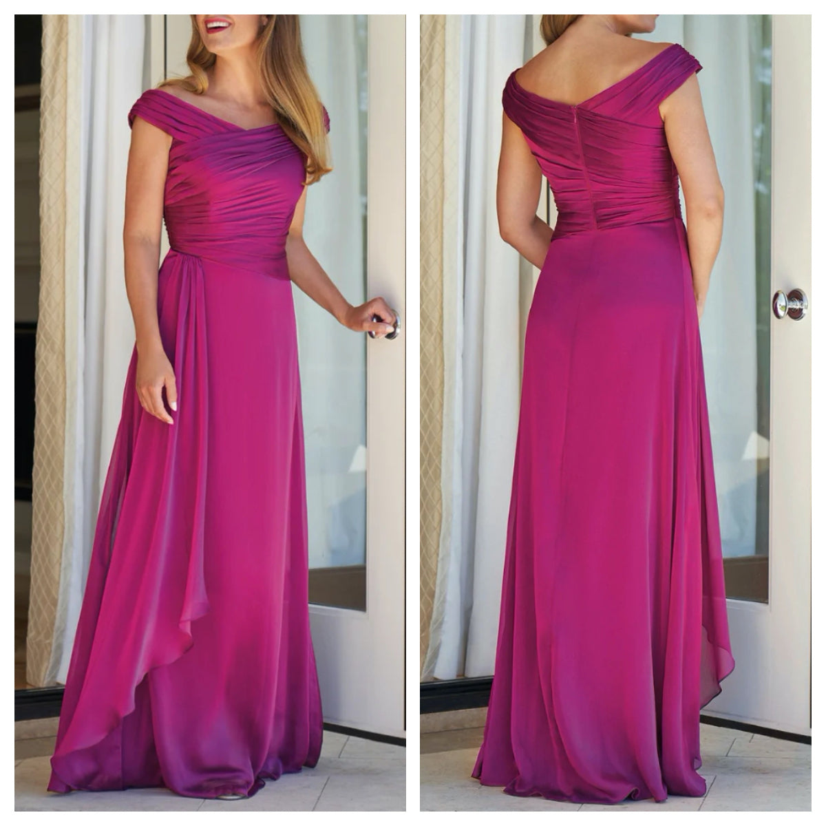 Burgundy Cross Drape Satin Maxi Dress