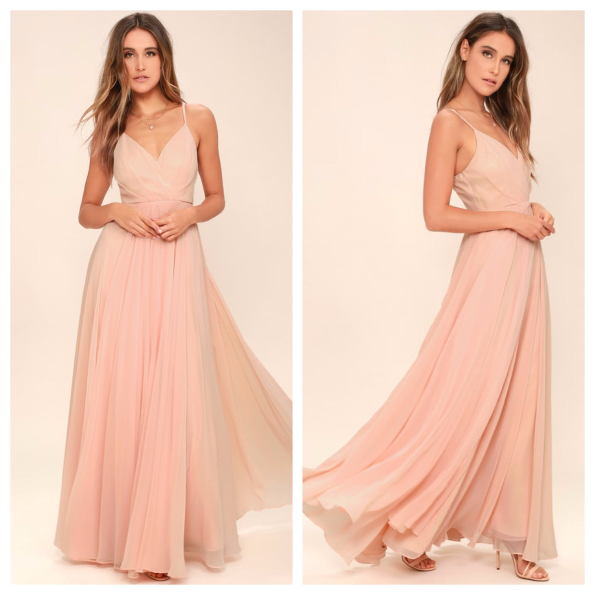 Peach Spaghetti Strap Maxi Dress