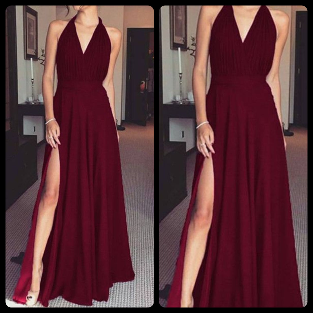 Glam Slit V Neck Maxi Dress