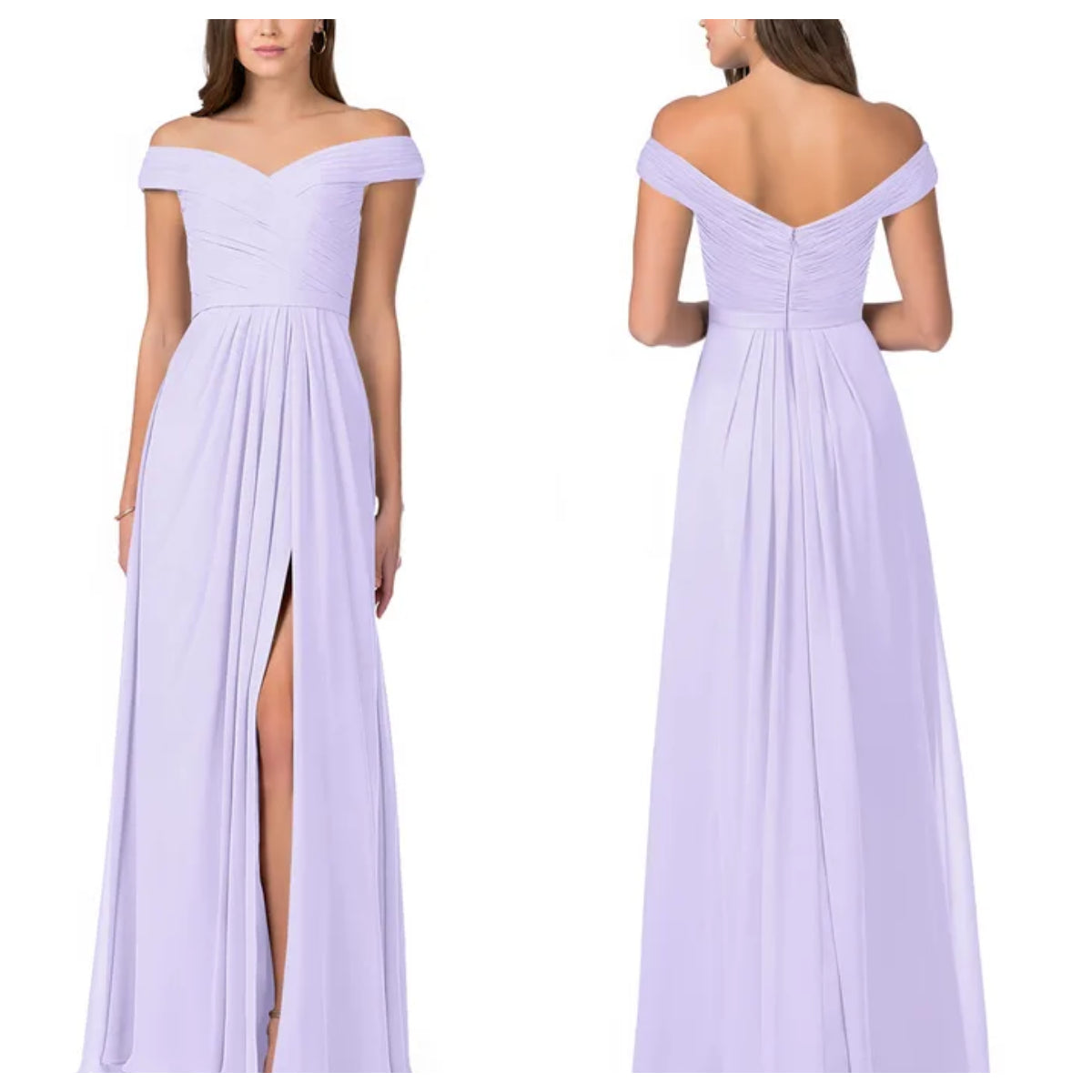 Lilac Off Shoulder Maxi and Evening Dress with slit