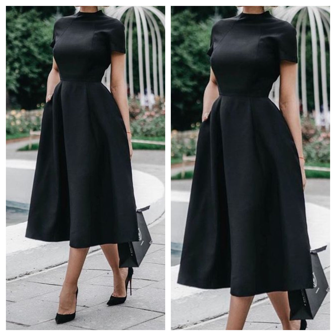 Panther Black Midi Semi Formal Dress
