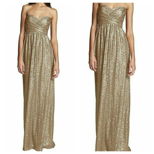 Golden Sequins Tube Maxi Dress