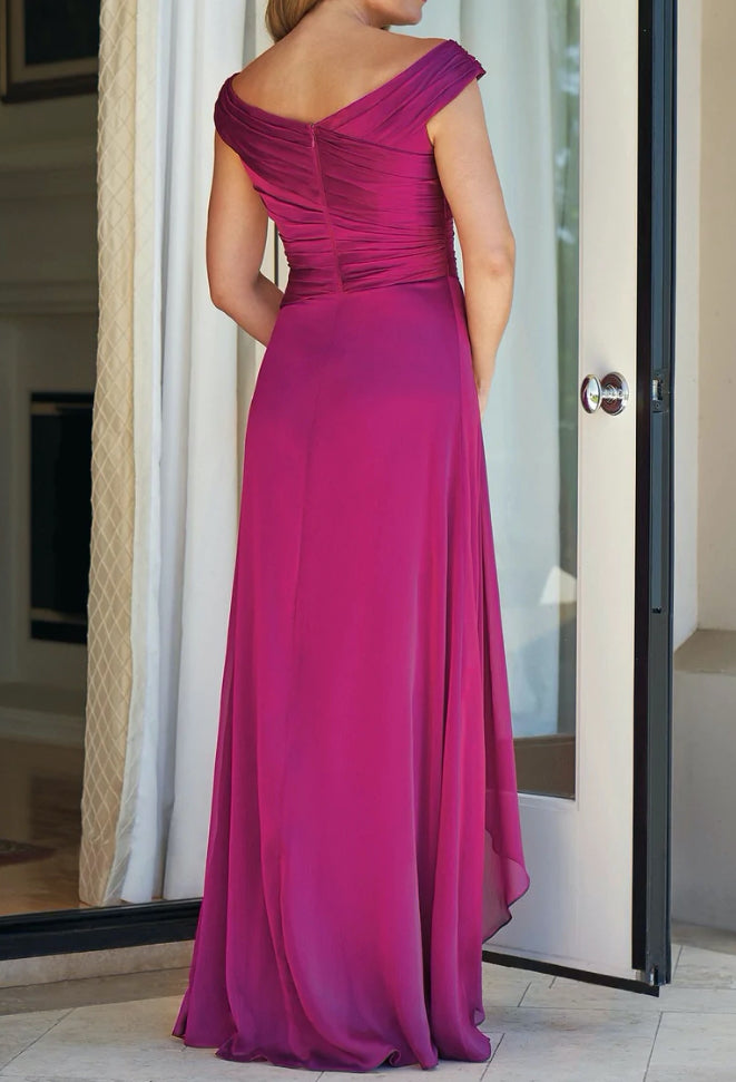 Burgundy Cross Drape Satin Maxi Dress