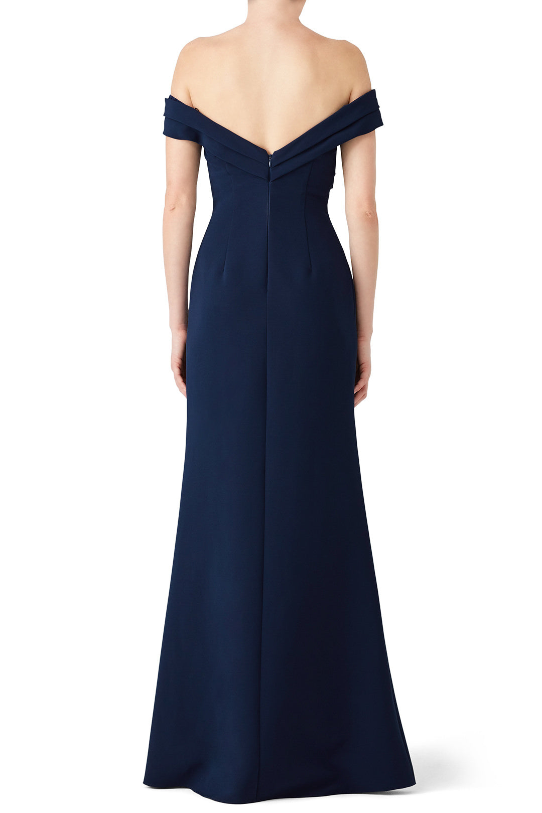 Off Shoulder Navy Scuba Maxi Dress