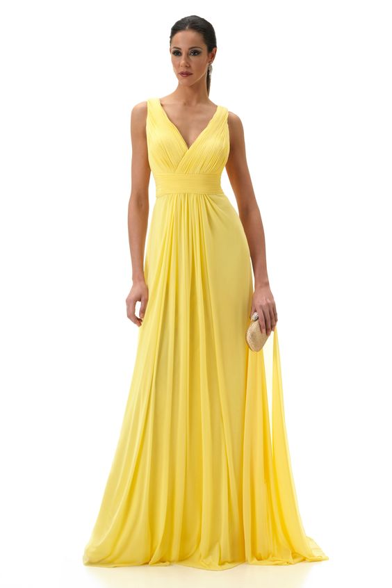 Sunshine Yellow V Neck Drape Maxi Dress