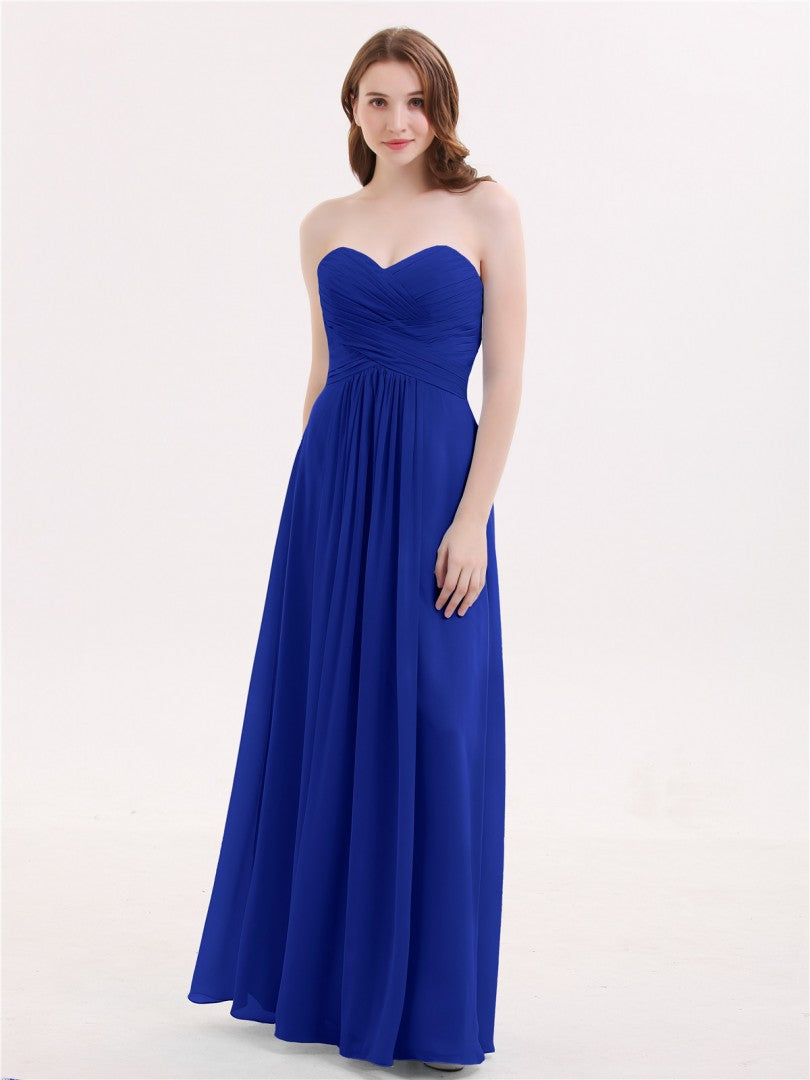 Royal Blue Tube Multiple Draped Maxi Dress
