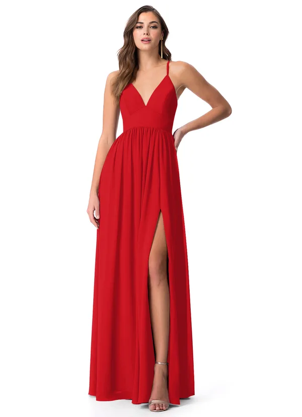 Cross Back Bridesmaid Dress with Slit
