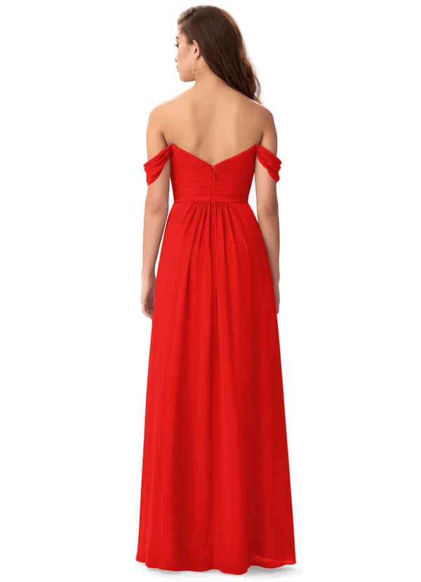 Off Shoulder Drape Knot Bridesmaid Dress