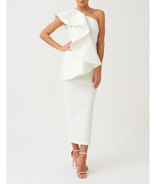 White Scuba Bodycon Pencil Fit Dress