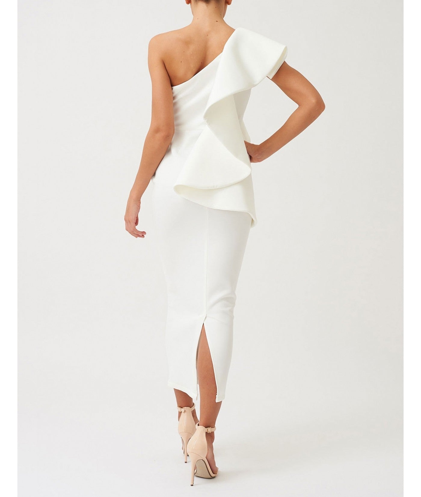 White Scuba Bodycon Pencil Fit Dress