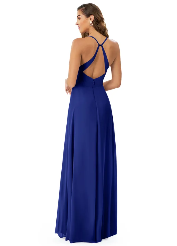 Cross Backless Flared Maxi Dress with slit