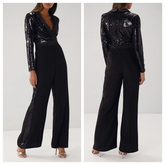 Black Glitterati Sequins Jumpsuit