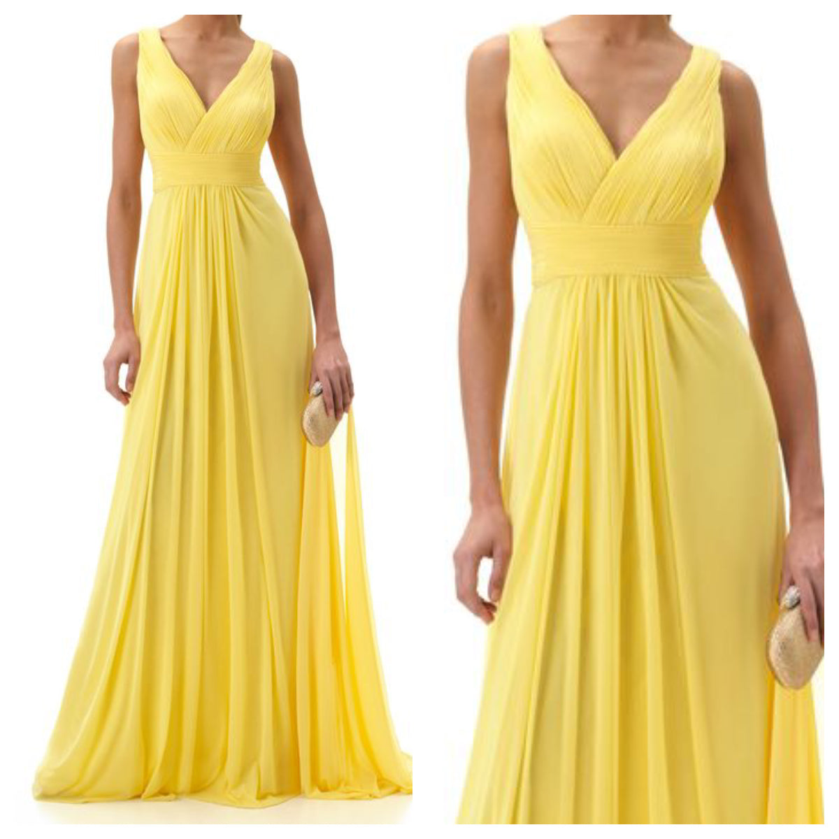 Sunshine Yellow V Neck Drape Maxi Dress