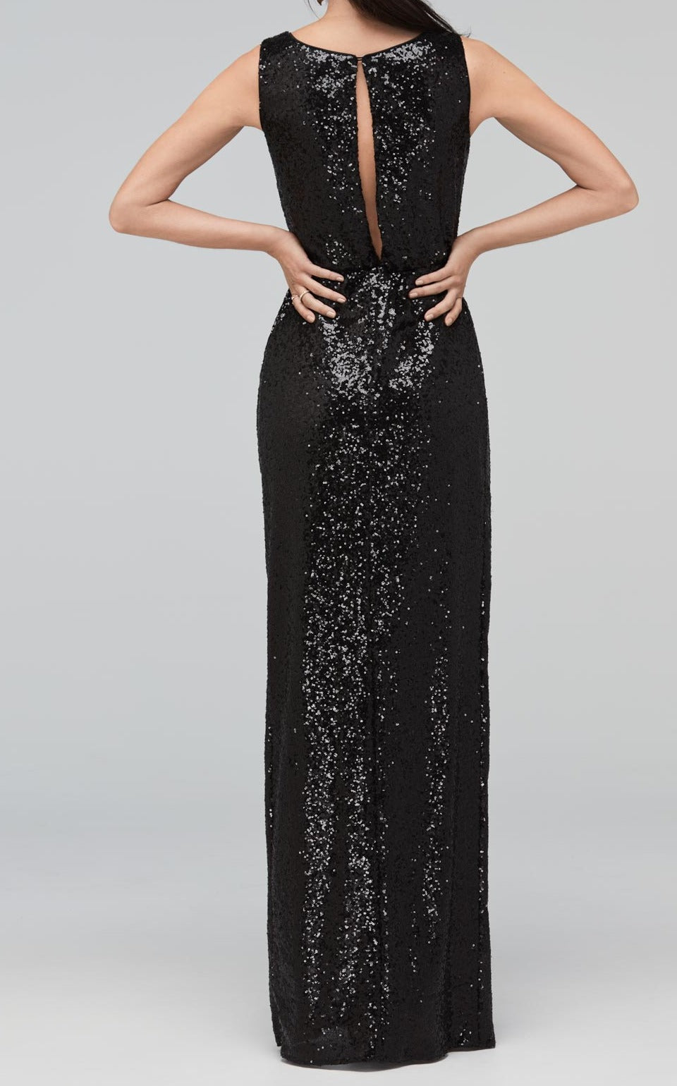 Black Sequins Slit Dress