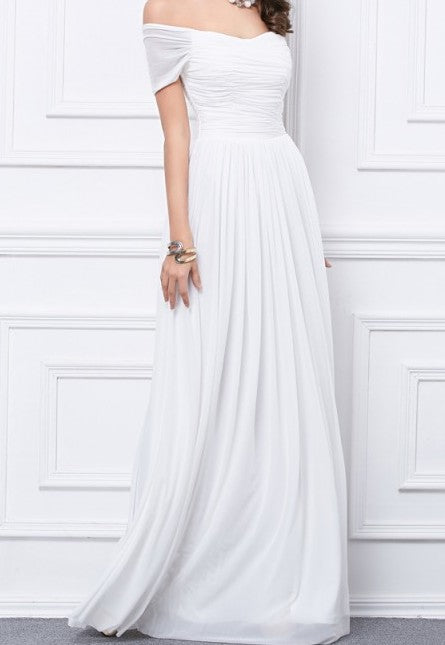 White Off Shoulder Maxi Dress