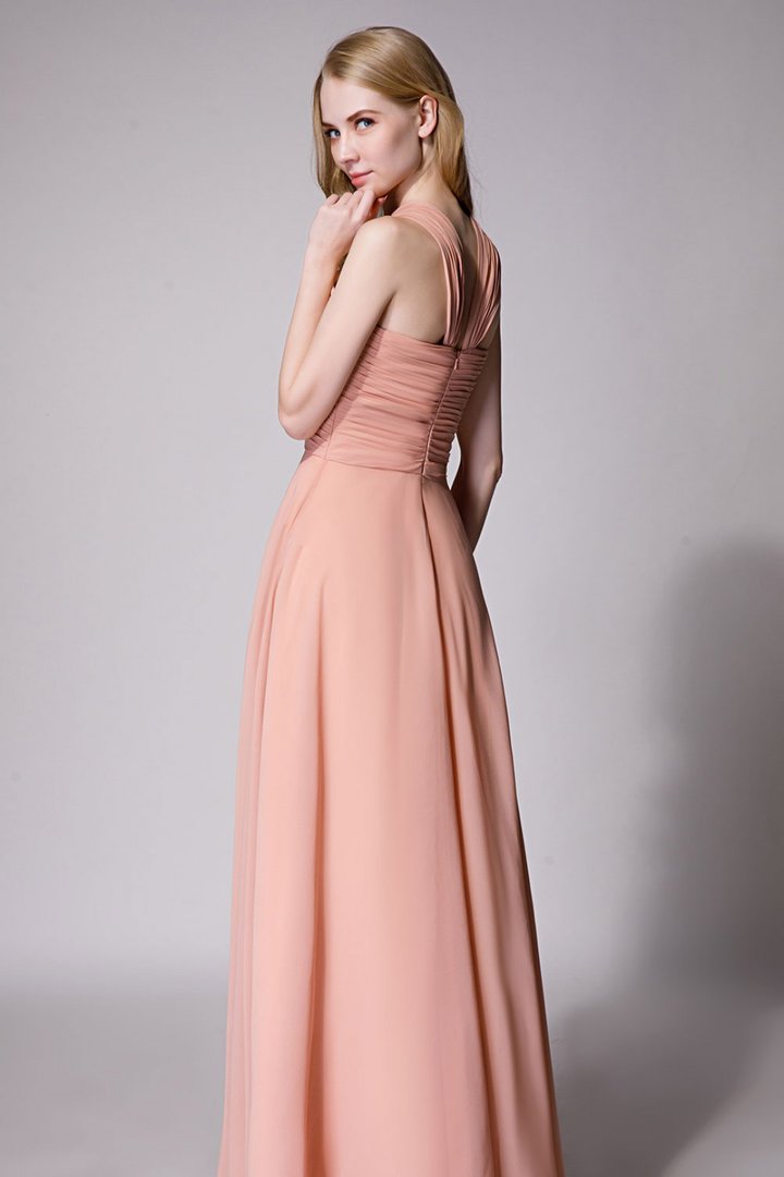 Peach Draped Maxi Dress