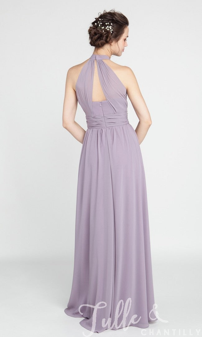 Purple Close Neck Flared Maxi Dress