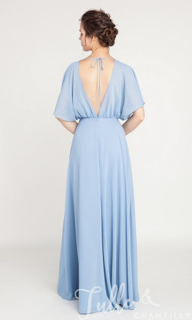 Sky Blue V Back Maxi Gown