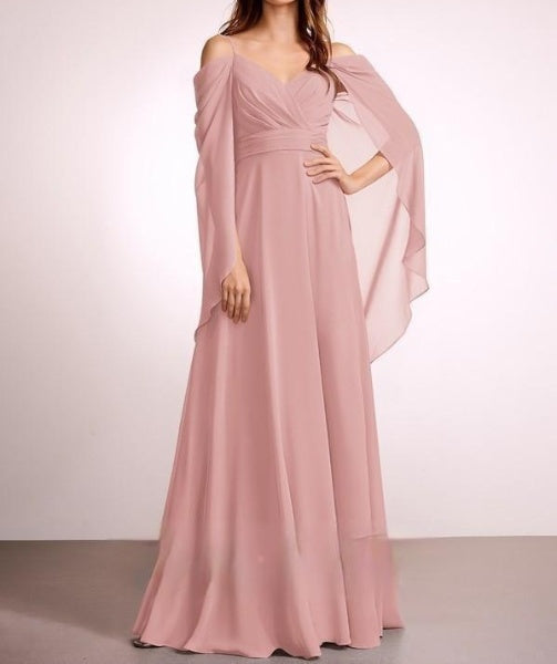 Blush Pink Cold Shoulder Hannah Draped Maxi