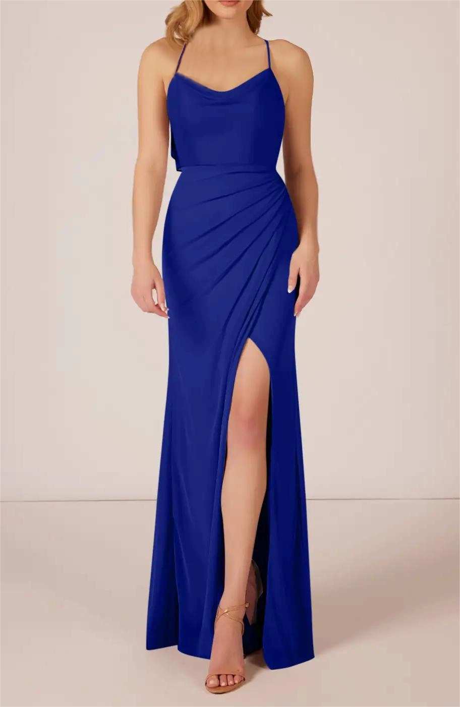Royal Blue Halter Neck with bow at back
