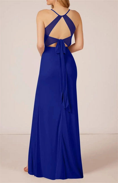 Royal Blue Halter Neck with bow at back