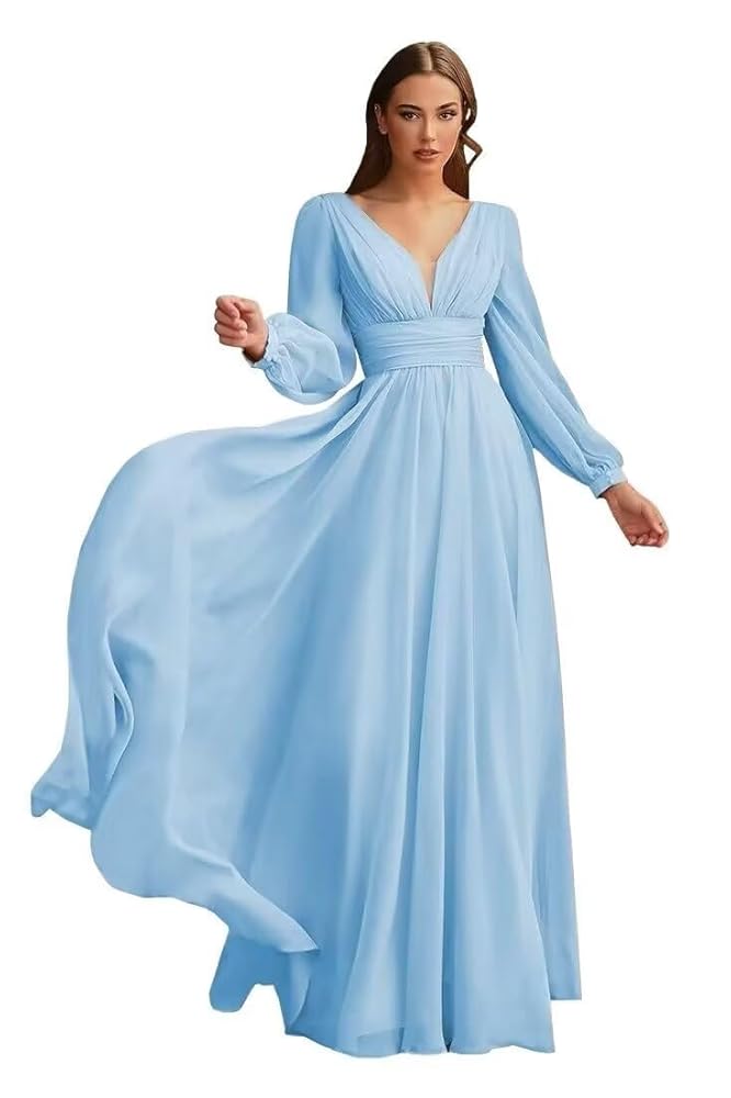 Peach V Neck Double Draped Princessa Maxi Dress
