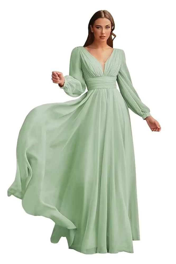 Peach V Neck Double Draped Princessa Maxi Dress