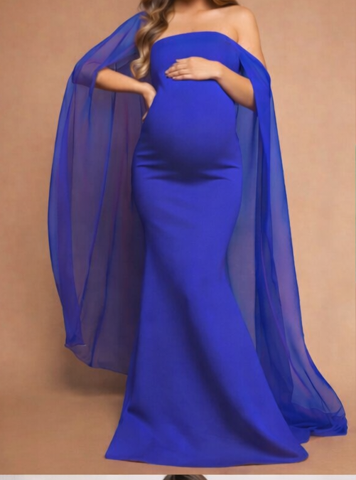 Royal Blue Maternity Neoprene Dress with Georgette