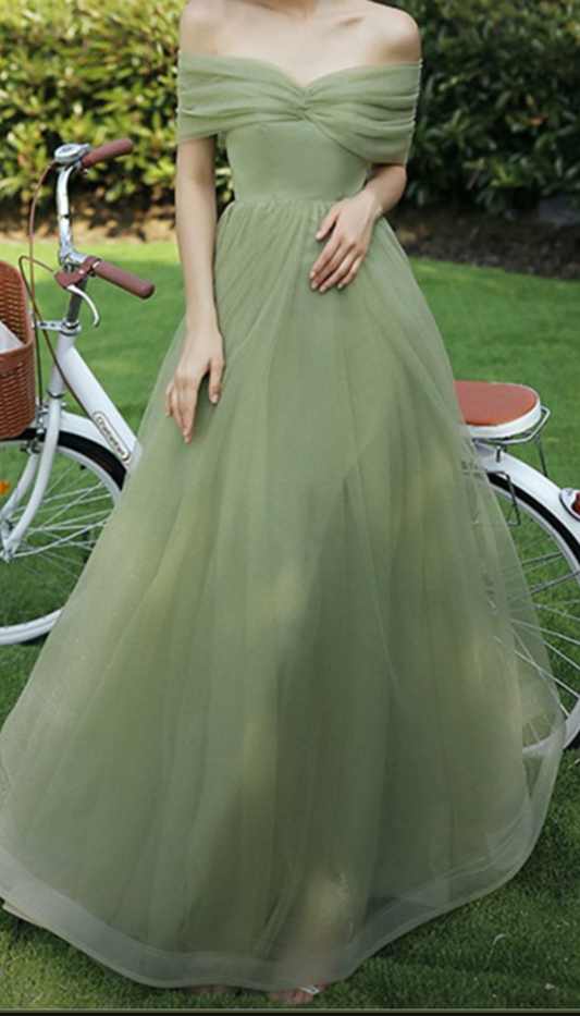 Parrot Green Double Draped Off Shoulder Maxi Dress