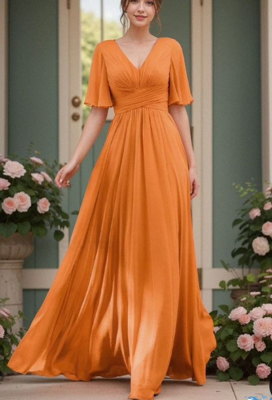 Tangerine Cross Drape All Occasion Maxi Dress