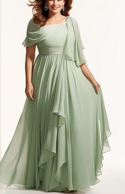 Pista Green Flutter Sleeves All Occasion Maxi Dress