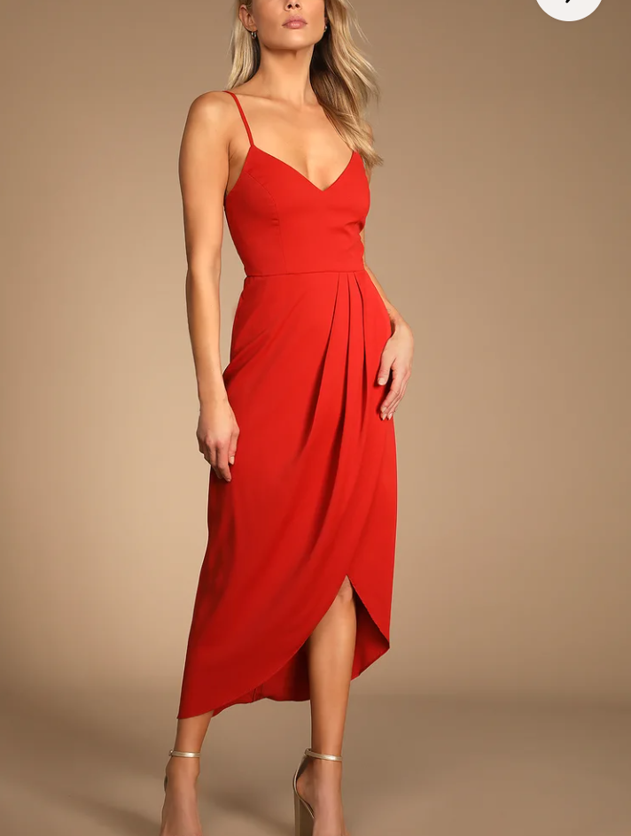 Red Banana Crepe Long Dress