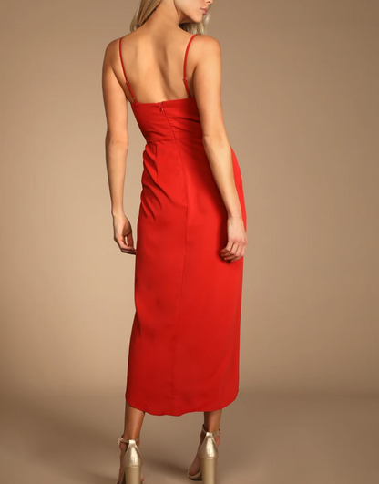 Red Banana Crepe Long Dress