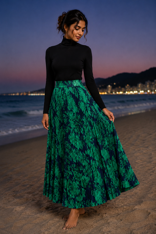 Emerald Tide Pleated skirt