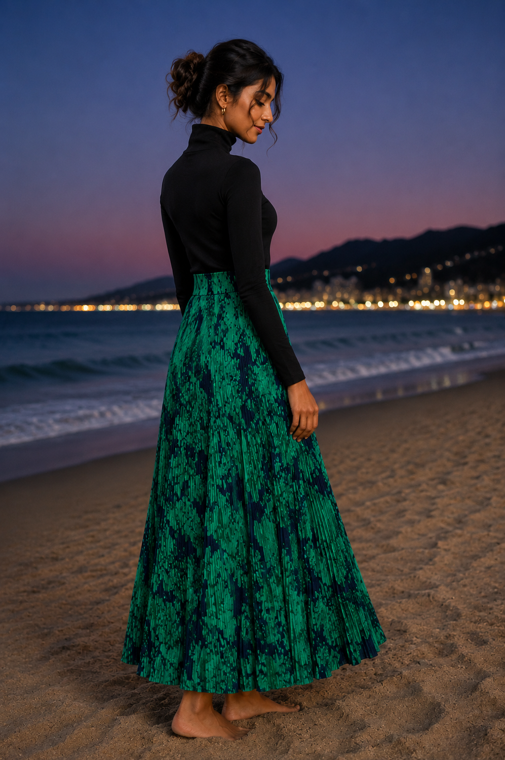 Emerald Tide Pleated skirt