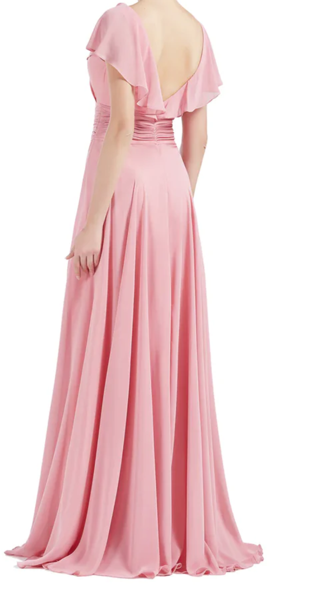 Blush Pink Evening Wear Frill Neck Maxi Dress