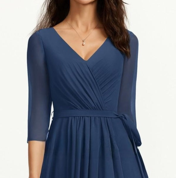 Teal Blue Asymmetrical Maxi Dress